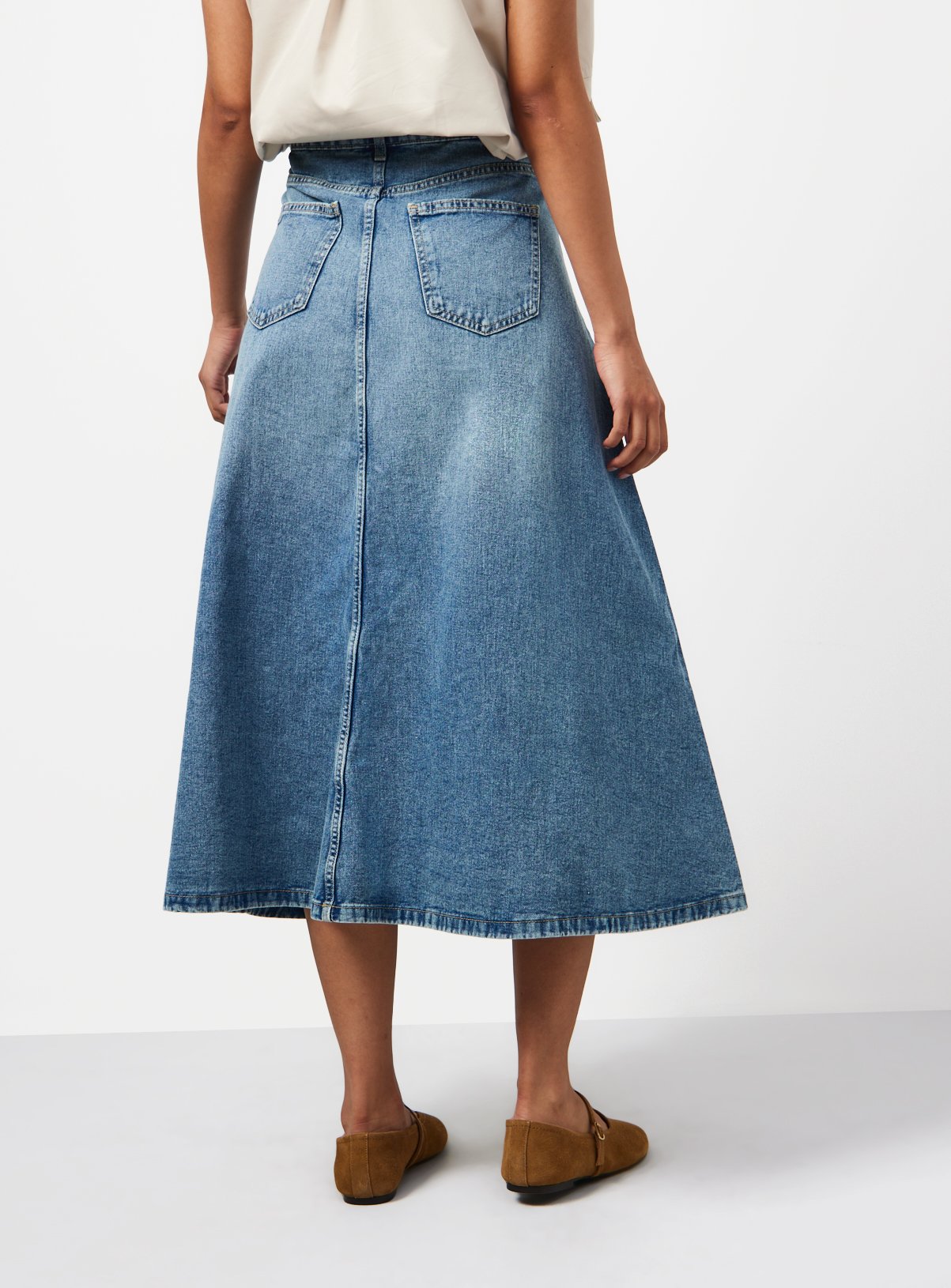 Mid Blue Denim Panelled Full Skirt 14 - Image 4 thumbnail